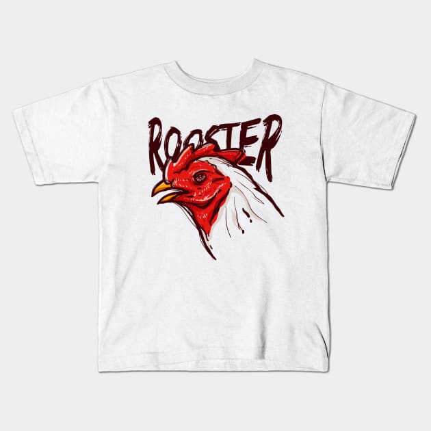 Rooster Sketch Kids T-Shirt by Mako Design 